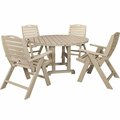 Polywood Nautical 5-Piece Sand Dining Set with 4 Folding Chairs 633PWS2601SA